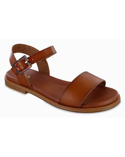 MIA Peyton Round Toe Flat Sandals - Brown