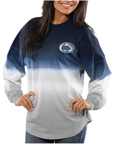 Spirit Jersey Penn State Nittany Lions Ombre Long Sleeve Dip-dyed T-shirt - Blue
