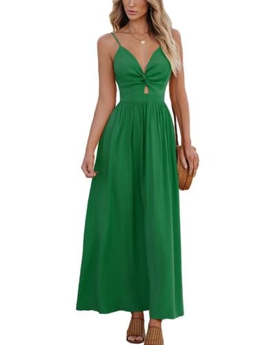 CUPSHE Front Twist & Keyhole Maxi Beach Dress - Green
