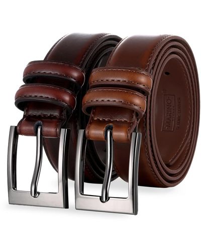 Mio Marino Dual Loop Leather Belt - Brown