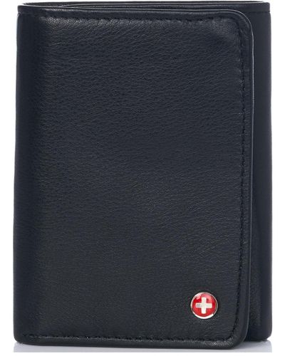 Alpine Swiss Rfid Wallet Deluxe Capacity Trifold With Divided Bill Section - Blue