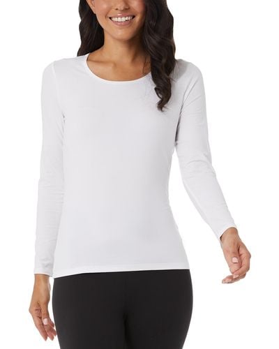 32 Degrees Scoop-neck Long-sleeve Top - White