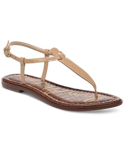 Sam Edelman Gigi T-strap Flat Sandals - Metallic