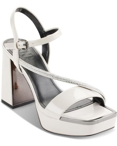 DKNY Briela Square-toe Strappy Platform Dress Sandals - Metallic