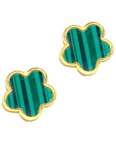 Adornia Mother Of Pearl Clover Stud Earrings - Green