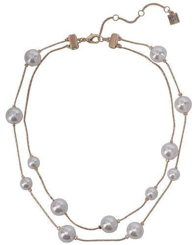 Laundry by Shelli Segal 2 Row Pearl Necklace - Metallic