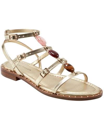 Marc Fisher Yessah Almond Toe Strappy Casual Sandals - Metallic