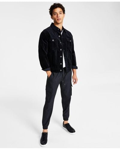INC International Concepts Classic-fit Solid Velvet Trucker Jacket, Created For Macy's - Black
