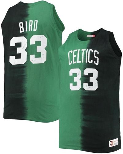 Mitchell & Ness Larry Bird Black And Kelly Green Boston Celtics Profile Tie-dye Player Tank Top