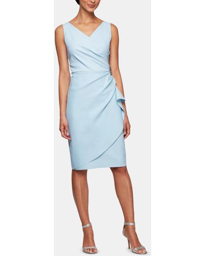 Alex Evenings Embellished Faux-wrap Cocktail Dress - Blue