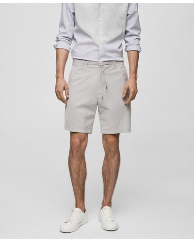 Mango Regular-fit Drawstring Detail Bermuda Shorts - Gray
