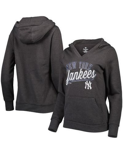 Fanatics New York Yankees Simplicity Crossover V-neck Pullover Hoodie - Black