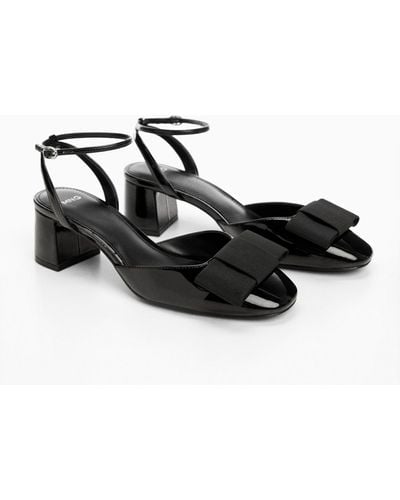 Mango Patent Leather Bow Shoe - Black
