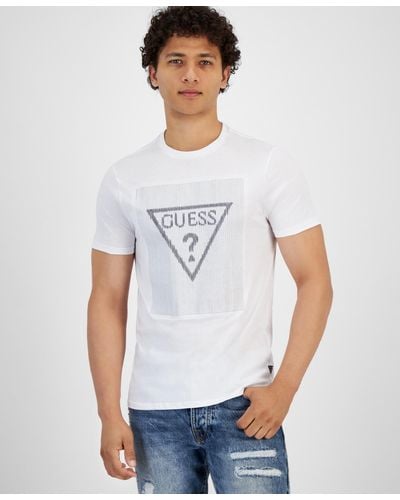 Guess Stitch Triangle Logo Short-sleeve Crewneck T-shirt - White