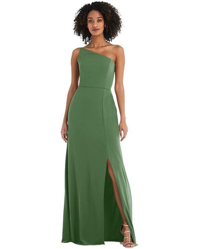 After Six Skinny One-shoulder Trumpet Gown - Green