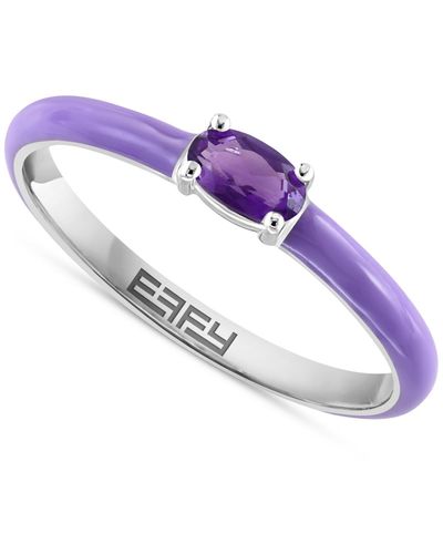 Effy Effy® Amethyst (1/6 Ct. T.w.) & Enamel Ring In Sterling Silver - Purple