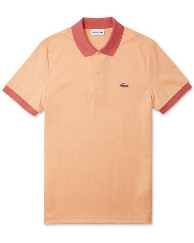 Lacoste Short-sleeve Contrast-trim Polo Shirt - Orange