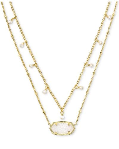 Kendra Scott 14k Gold-plated Imitation Pearl & Stone 19" Adjustable Layered Pendant Necklace - Metallic