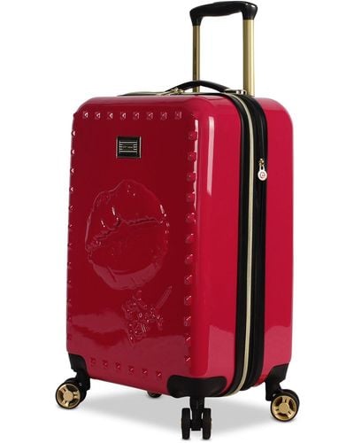 Betsey Johnson Lips 20" Hardside Expandable Carry-on Spinner Suitcase - Red