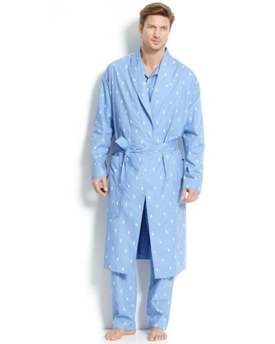 Polo Ralph Lauren All Over Pony Player Robe - Blue