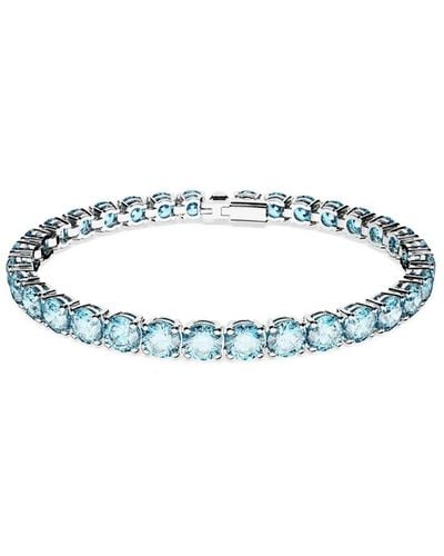 Swarovski Crystal Round Cut Matrix Tennis Bracelet - Blue