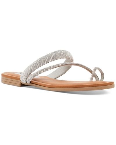Steve Madden Fiorra Rhinestone Toe-ring Slide Sandals - White