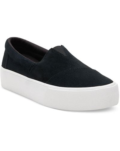TOMS Fenix Canvas Slip On Platform Sneakers - Blue