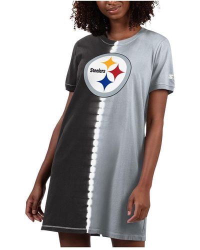 Starter Pittsburgh Steelers Ace Tie-dye T-shirt Dress - Black