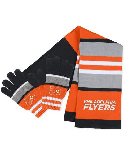 WEAR by Erin Andrews Philadelphia Flyers Stripe Glove And Scarf Set - Orange