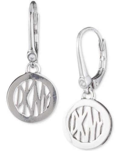 DKNY Logo Circle Drop Earrings - Metallic