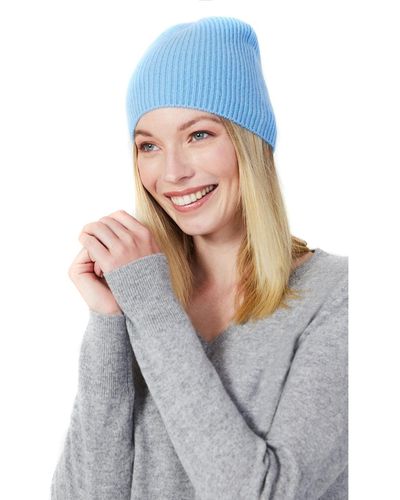 Style Republic 100% Pure Cashmere Fully Ribbed Beanie - Gray