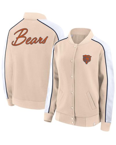 Fanatics Chicago Bears Lounge Full-snap Varsity Jacket - Natural