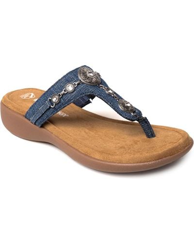 Minnetonka Brecca Embellished Thong Sandals - Blue