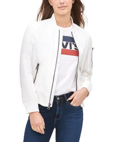 Levi's Poly Bomber Jacket With Contrast Zipper Pockets - White