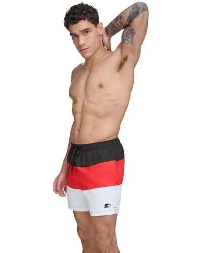 Starter Modern Euro Colorblocked 5" Volley Shorts - White