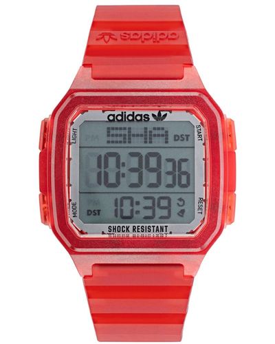 adidas Translucent Red Resin Strap Digital Watch