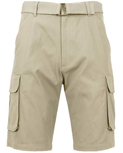 Galaxy By Harvic Flat Front Belted Cotton Cargo Shorts - Green