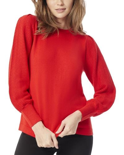 Jones New York Stitch-sleeve Crewneck Sweater - Red