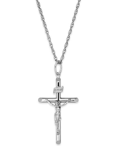 Macy's Crucifix Pendant Necklace In Sterling Silver - Metallic