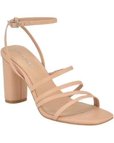 Calvin Klein Norra Square Toe Strappy Dress Sandals - Natural