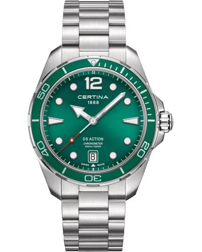 Certina Swiss Ds Action Stainless Steel Bracelet Watch 43mm - Green