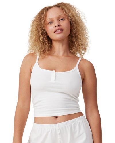 Cotton On Peached Jersey Henley Camisole Top - White