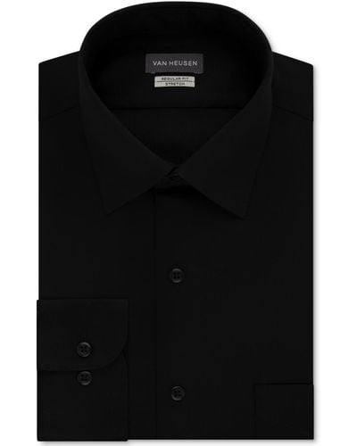 Van Heusen Big & Tall Classic/regular Fit Wrinkle Free Poplin Solid Dress Shirt - Black