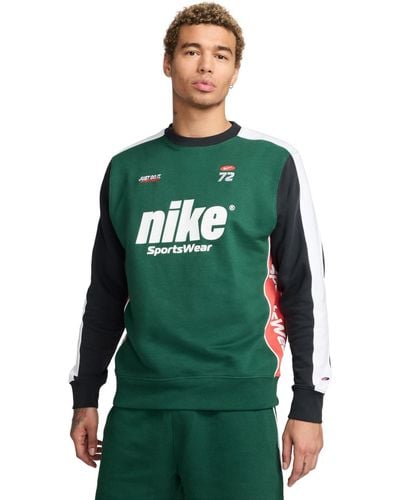 Nike Sportswear Club Fleece Standard-fit Colorblocked Logo Sweatshirt - Green