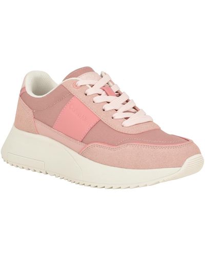 Calvin Klein Pippy Lace-up Platform Casual Sneakers - Pink