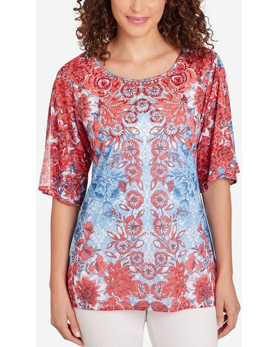 Ruby Rd. Petite Burnout Sublimation Mirrored Top