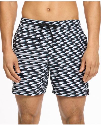 PUMA 5" Geometric-print Swim Shorts - Blue