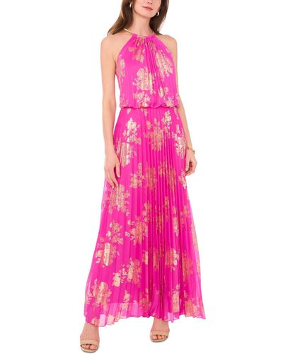 Msk Embellishment Halter-neck Pleated Dress - Pink