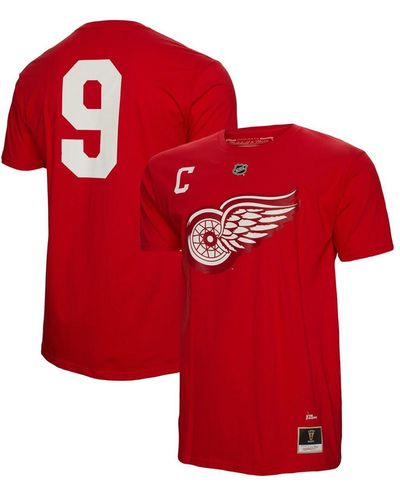 Mitchell & Ness Gordie Howe Detroit Wings Name And Number T-shirt - Red