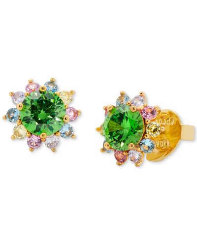 Kate Spade Gold-tone Color Cubic Zirconia Halo Stud Earrings - Green
